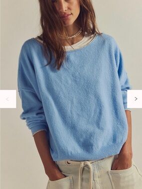 NEW FREE PEOPLE See Me SoftSpun Pullover Women's Blue Size S